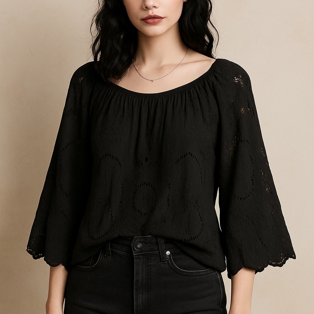 Tempo Paris Black Lace Blouse